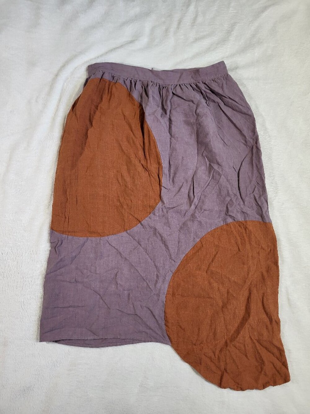 Correll Correll Asymmetrical Color Block Skirt Lavender Rust Linen
